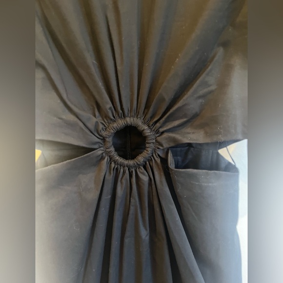 SCOOP Cut Out Midi Dress Size XS(0-2) Black Puff Sleeves Cotton Blend NWT - Picture 7 of 7